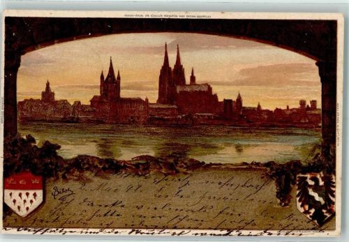 Köln, unsortiert 1898 Wappen Blick durch die Mauer AK