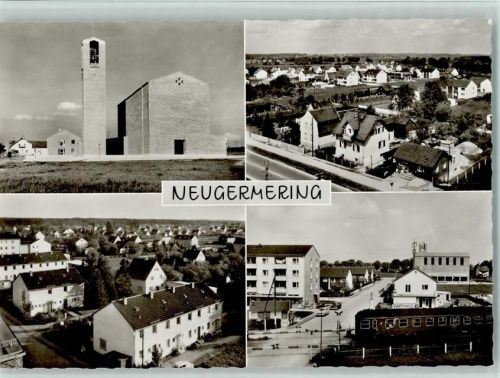 Neugermering Kirche Ortsansichten Eisenbahn 4-Bildaufnahme