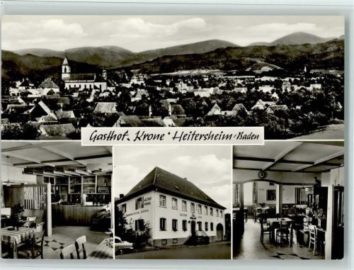 Heitersheim Gasthof Krone mit Innenansicht, sehr gute Erhaltung AK
