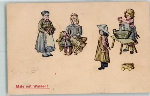 Male mit Wasser handgemalt Ausmalkarte 1901