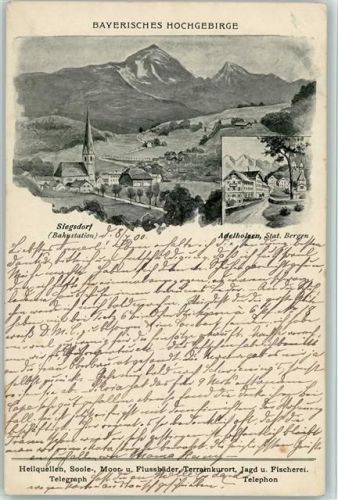 83313 W8227 Siegsdorf , Oberbay 1900 Lithographie Adelholzen 2-Bild-Aufnahme