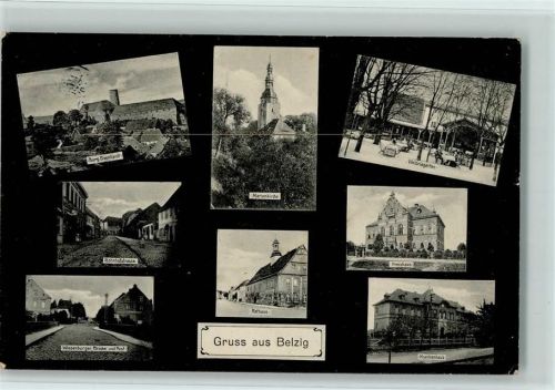 Belzig 1910 Burg Eisenhardt Bahnhofstrasse Weiseenburger Brücke Post Marienkirche Rathaus Viktoriagarten Kreishaus Krankenhaus Mehrfachaufnahme