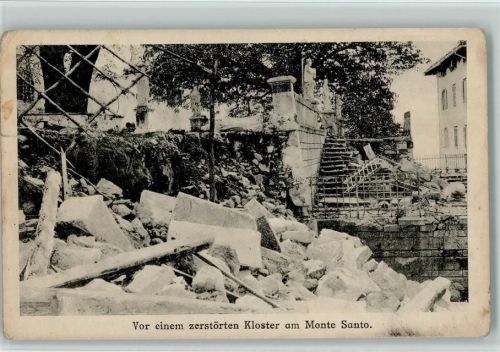 Montesanto Vor einem zerstörten Kloster am Monte Santo