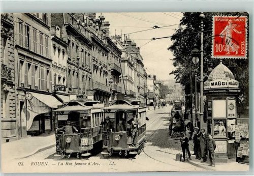 Rouen La Rue Jeanne d'Arc Straßenbahnen Kiosk