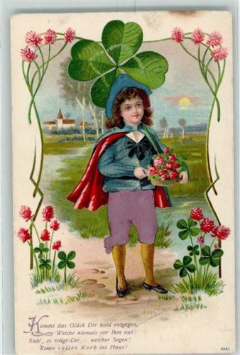 1906 Serie 3385 Prägedruck Spruch Jugendstil Lithographie Kleeblatt AK
