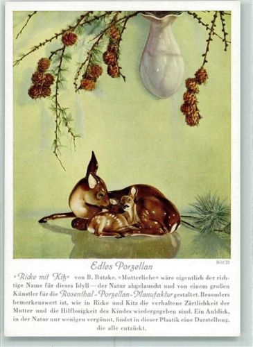 Selb Ricke mit Kitz Figuren v. B. Butzke Rosenthal Porzellanfabrik AK