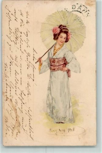 1901 Frau mit Sonnenschirm AK
