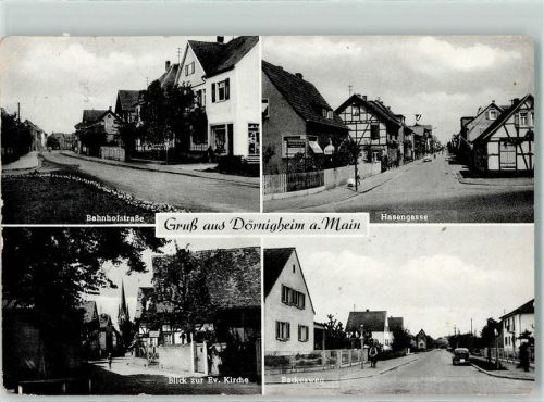 Dörnigheim Bahnhofstraße Hasengasse Blick zur Ev. Kirche Backesweg
