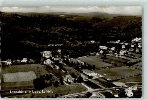 Leopoldstal Fliegeraufnahme Leopoldstal Schwimmbad Hotel Pension Drei Linden CAmpingplatz