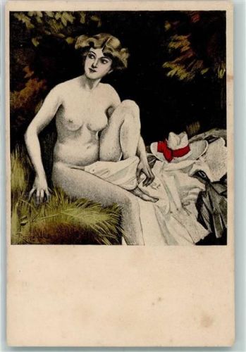 Serie VIII Nr. 5 sign. Reznicek nackte Frau Erotik