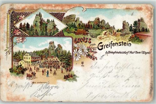 09427 O9373 Ehrenfriedersdorf 1901 Gebrauchsspuren Greifenstein Hotel Lithographie