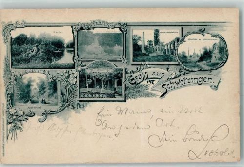 Schwetzingen 1897 Rhein Apollo-Tempel Moschee Merkurtempel