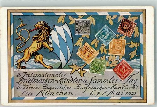 W8000 München 2. Intern. Briefmarken Händler u. Sammler Tag + SST Philatelistentag 1921