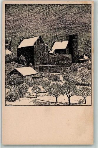 Allenstein Winter Schloss sign. W. Lenz