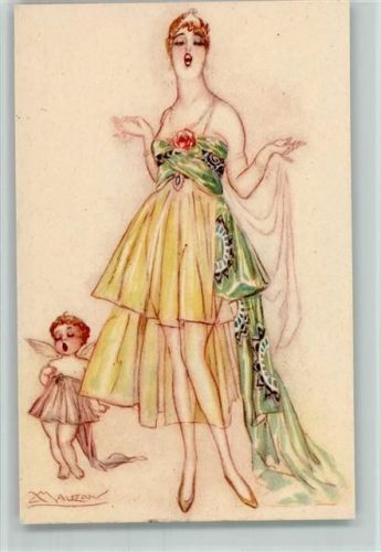 Serie 79-4 Glamour Frau mit einem Amor Engel - Mode