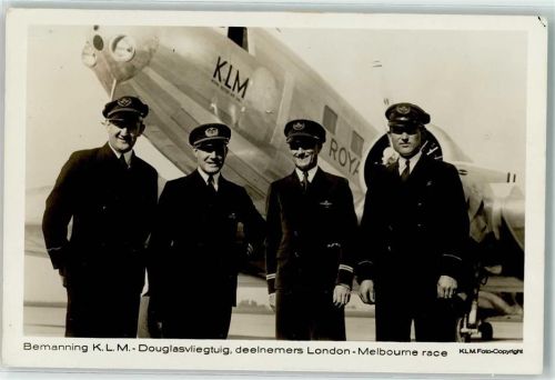Mannschaft Piloten Douglasflug London-Melbourne AK KLM Foto AK