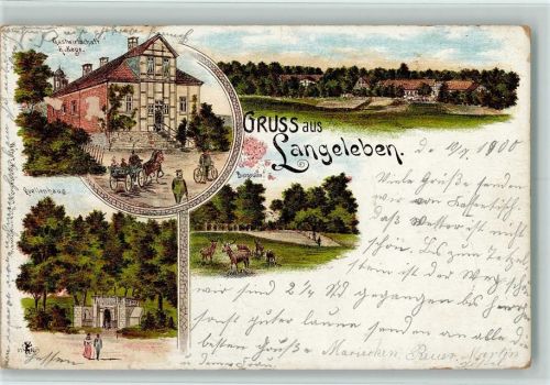 Langeleben 1898 Gruss aus - Litho, Gastwirtschaft , Quellenhaus AK