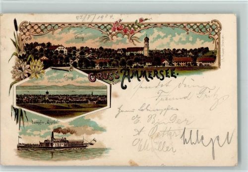 Utting 1904 Gruss aus - Litho, Dampfer Gisela,