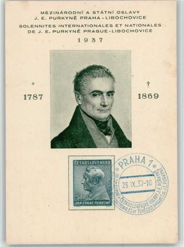 1787-1869 Mezinarodni a statni Oslavy Purkyne - Ordenslehrer und Politker 1937 Sonderstempel