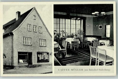 29556 W3113 Suderburg 1956 - Cafe Müller mit Innenansicht , sehr gute Erhaltung AK