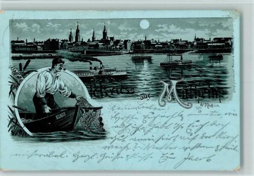 Köln Mülheim 901 1898 Gruss aus - Litho, Mondschein , Fischer, AK