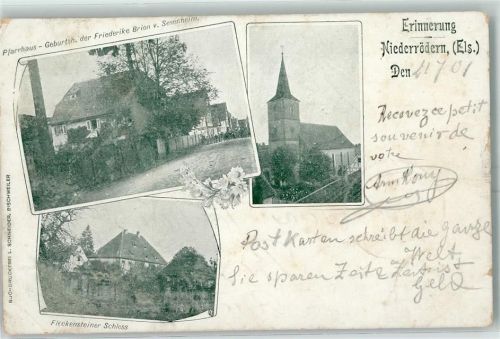 Niederroedern 1901 Pfarrhaus Geburtsh. der Friederike Brion v. Sesenheim Fleckensteiner Schloss