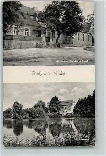 Mücka 1961 Gasthof und Fleischerei Klank, gute Erhaltung AK