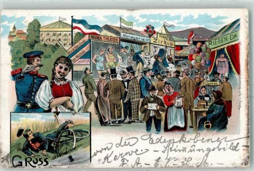 Edenkoben 1900 Gruss aus Kirmes Floh Zirkus Riesen Dame AK