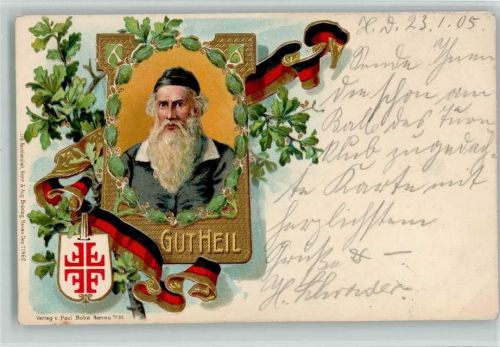 1905 Gut Heil - schwarz-rot-gold , Eichenlaub AK