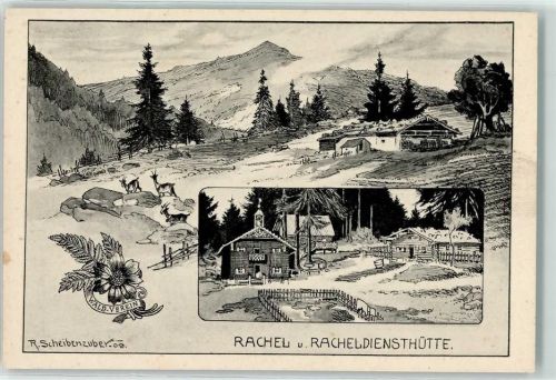 Rachel Racheldiensthütte sign. R. Scheibenzuber 1909 Ziegen