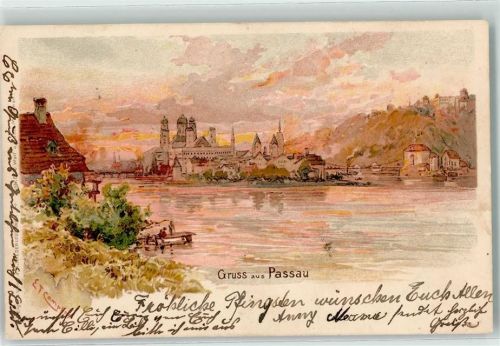 Passau 1902 Lithographie Gruss aus AK