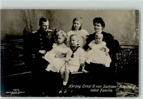 Herzog Ernst II von Sachsen-Altenburg nebst Familie Foto AK
