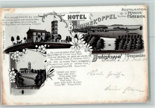 Bad Malente-Gremsmühlen 1901 Hotel Bruhnskoppel 3-Bildaufnahme