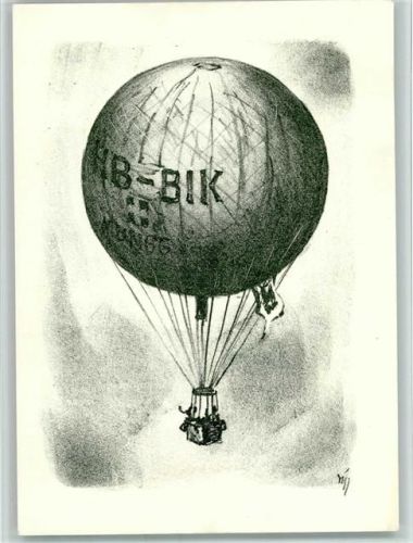 1961 Ballonaufsteig zur Einweihung des neuen Schulhauses in Unterseen - Ballon Mungg Ballongruppe Mittelland , sign Diggelmann