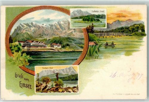 Eibsee 1899 Ludwigs-Insel Frillen-See Felix-Steg