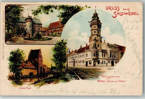 Salzwedel 1900 Hotel schwarzer Adler - Verlag Winkler & Voigt 4260 AK
