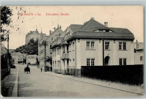 Nossen 1914 Dresdner Straße Schloß Nossen Kutsche