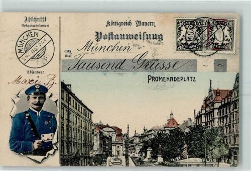 München 1906 AK mit Postanweisung Grüße durchbrochene Papierwand AK