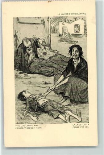 sign. Lous Raemaekers Karikatur La Guerre Civilsatrice Anti-Deutschland AK