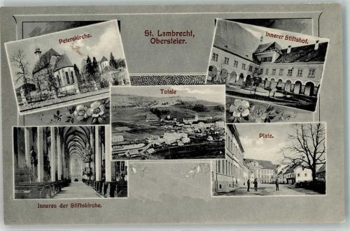 Sankt Lambrecht 1912 Peterskirche Innerer Stiftshof Inneres der Stiftskirche Platz