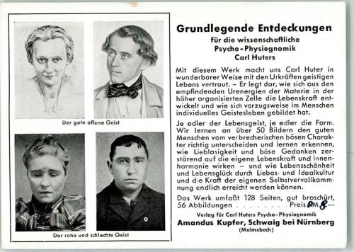 Grundlegende Entdeckungen für die wissenschaftliche Psycho-Physiognomik von Carl Huters Verlag Amandus Kupfer