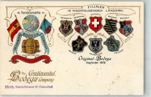 1906 The Continental Bodega Company Wappen der Filialen AK
