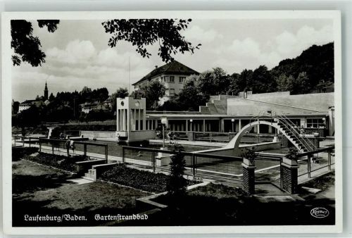 79725 W7887 Laufenburg , Baden Foto AK Gartenstrandbad Rutsche Turm