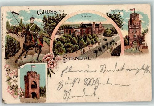 Stendal 1900 Unglingertor Gangermündertor berittener Soldat Bahnhof