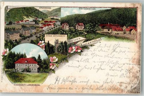 Luisenthal 1898 Lithographie Bahnpost Gotha Gräfenroda Zug 545 8.6.98