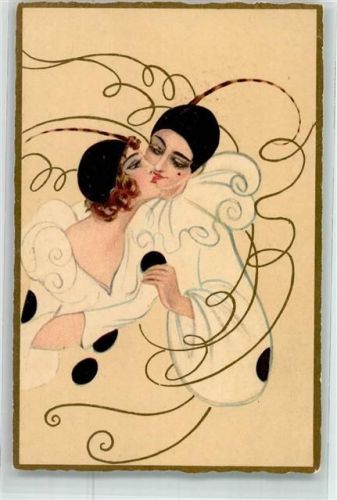 Pierrot Küsse Art Deco Verlag Ballerini & Fratini Nr. 225 AK Chiostri, C. & S.