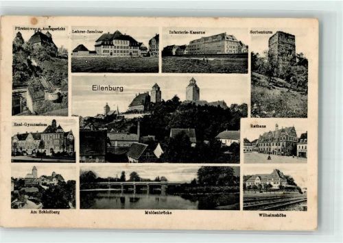 Eilenburg 1916 Muldenbrrücke Eilenburg Sorbenturm Lehrer-Seminar Rathaus