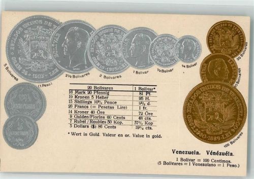 Münzenkarte Münzabbildungen Geld auf AK Lithographie
