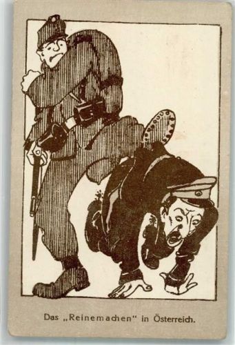 Das Reinemachen in Österreich Karikatur Fußtritt