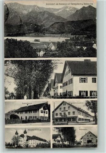 82439 W8118 Schlehdorf 1926 - Postamt, Schulem Seestraße, Brauerei AK
